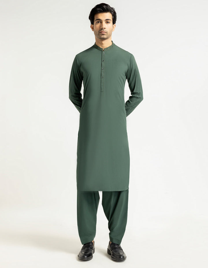 Blended Green Shalwar Kameez - J. Junaid Jamshed