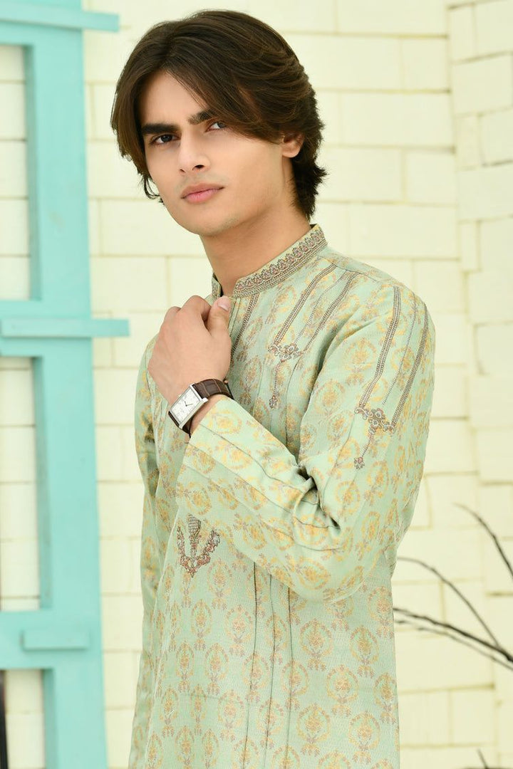 Polyester Green Special Kurta - J. Junaid Jamshed