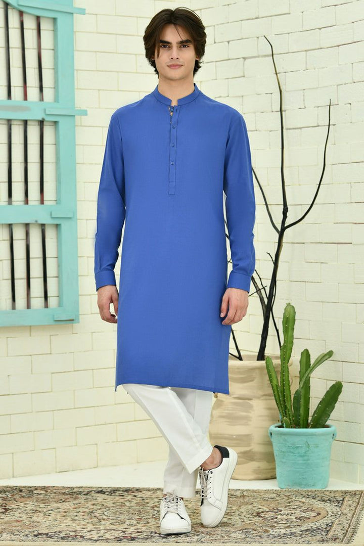 Cotton Blue Kurta - J. Junaid Jamshed