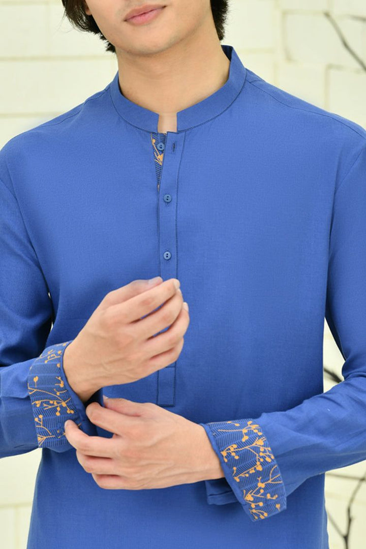 Cotton Blue Kurta - J. Junaid Jamshed