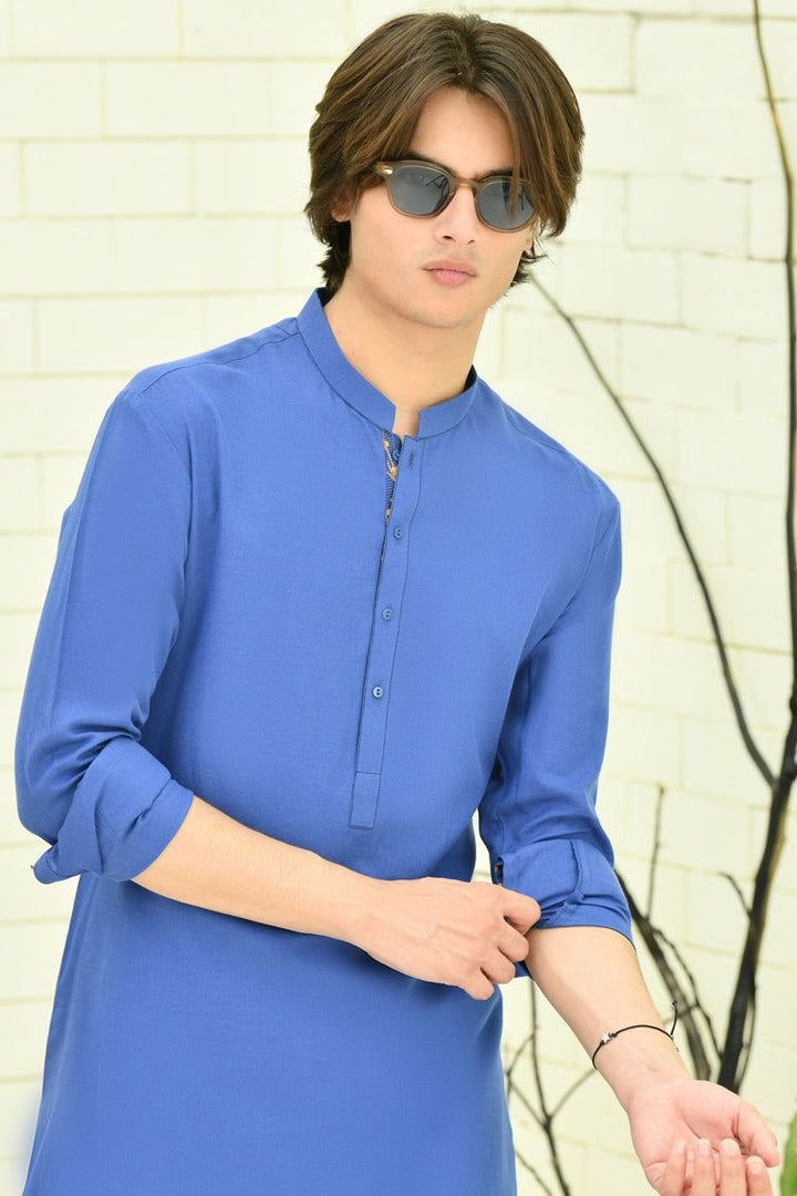 Cotton Blue Kurta - J. Junaid Jamshed