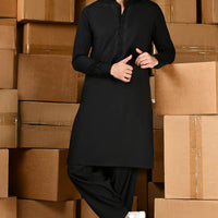Blended Black Shalwar Kameez - J. Junaid Jamshed