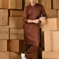 Cotton Brown Shalwar Kameez - J. Junaid Jamshed