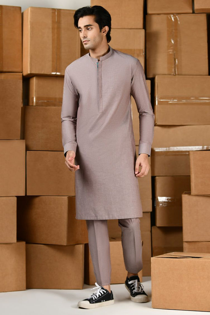 Cotton Brown Kurta Trouser - J. Junaid Jamshed