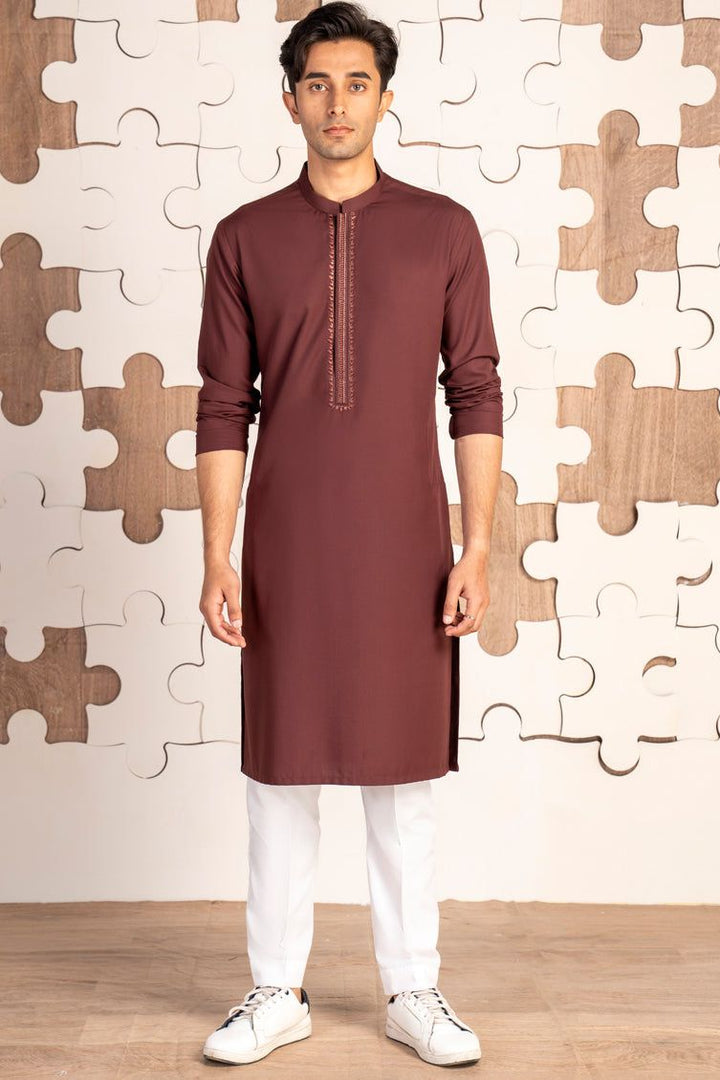 Blended Brown Kurta - J. Junaid Jamshed