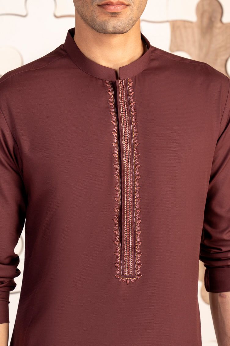 Blended Brown Kurta - J. Junaid Jamshed