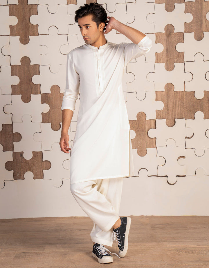 Blended White Shalwar Kameez - J. Junaid Jamshed