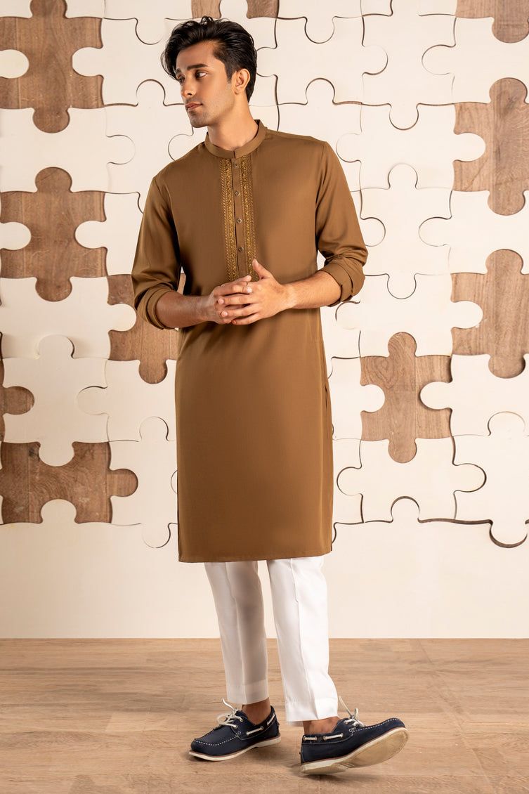 Blended Brown Kurta - J. Junaid Jamshed