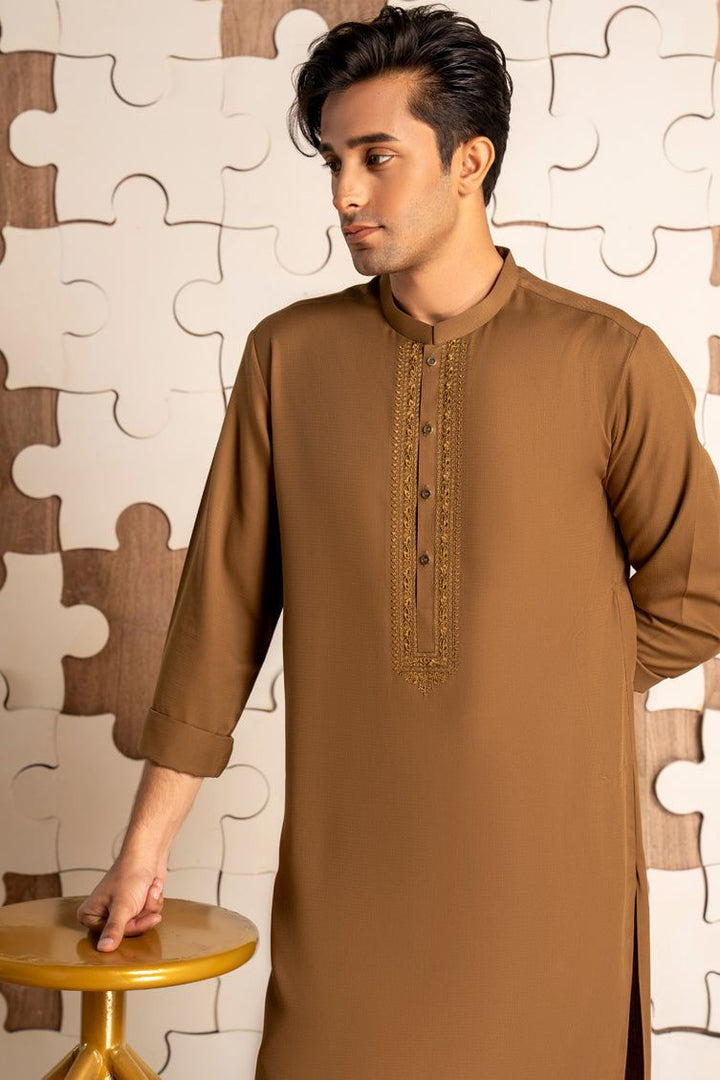 Blended Brown Kurta - J. Junaid Jamshed