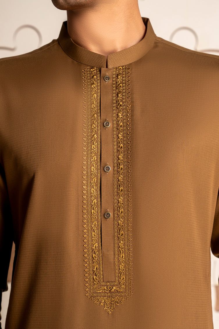 Blended Brown Kurta - J. Junaid Jamshed