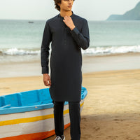 Cotton Dark Blue Kurta Trouser - J. Junaid Jamshed