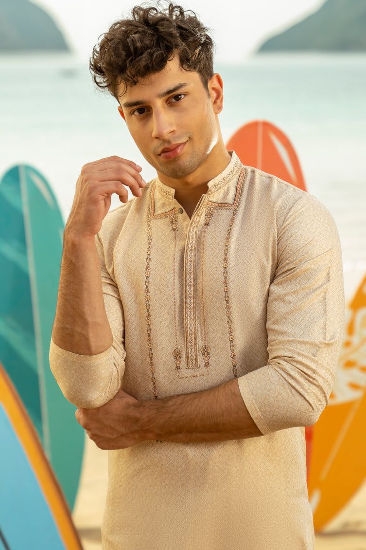Blended Brown Special Kurta - J. Junaid Jamshed
