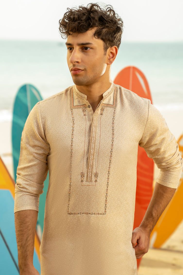 Blended Brown Special Kurta - J. Junaid Jamshed