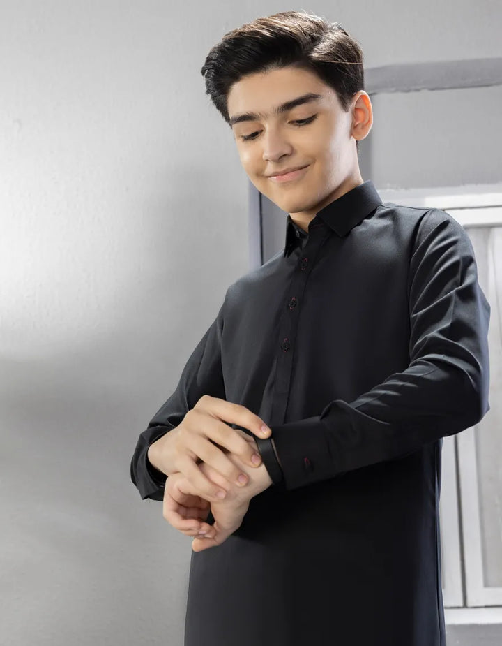 Blended Black Shalwar Kameez - J. Junaid Jamshed