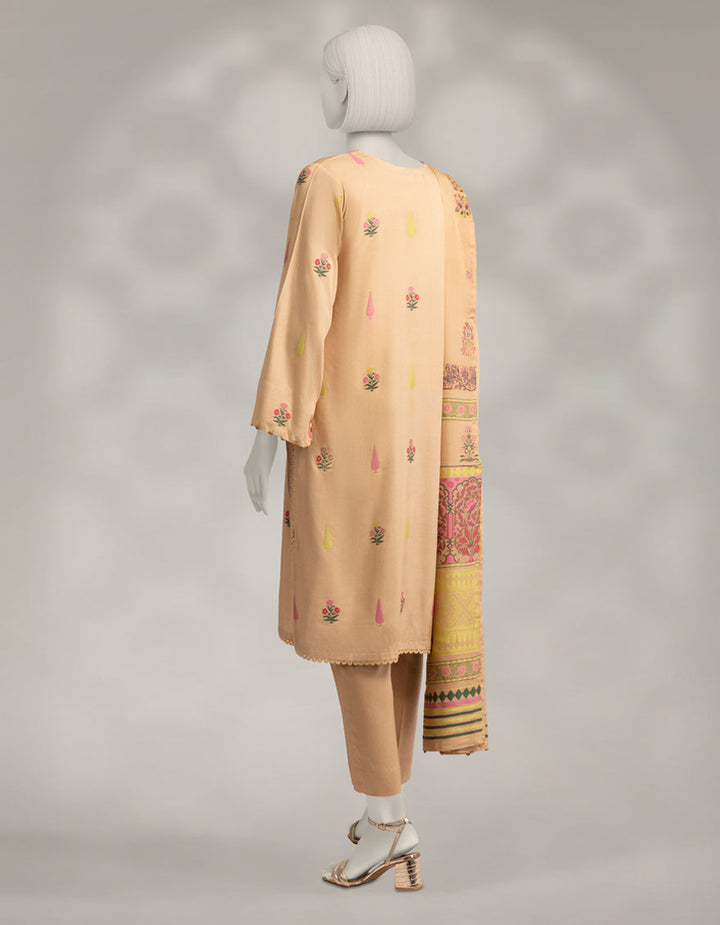 Jacquard Beige Unstitched Suit - J. Junaid Jamshed
