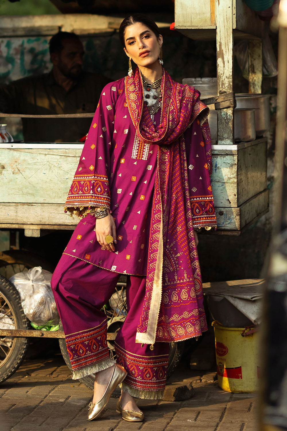 Embroidered Lawn Purple Stitched Suit - Gul Ahmed