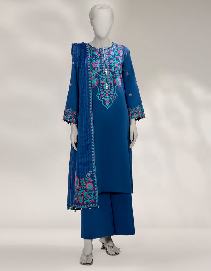 Cambric Blue Unstitched Suit - J. Junaid Jamshed
