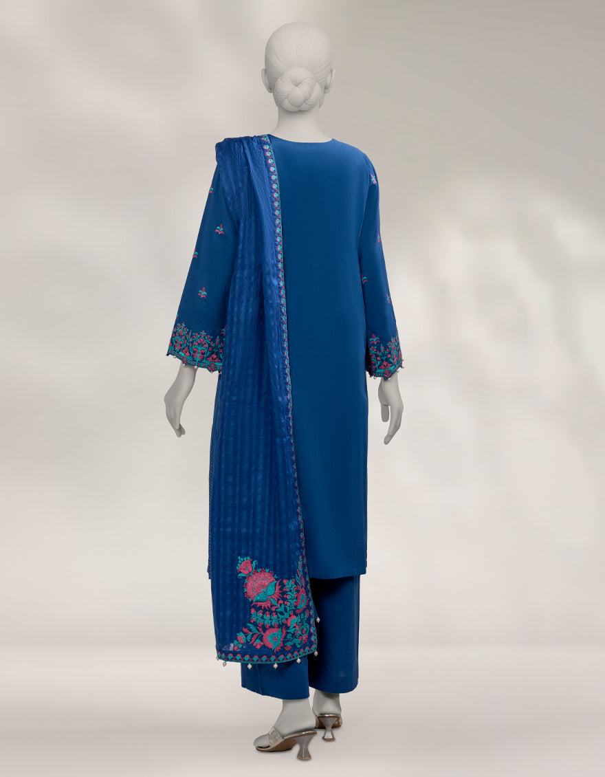 Cambric Blue Unstitched Suit - J. Junaid Jamshed