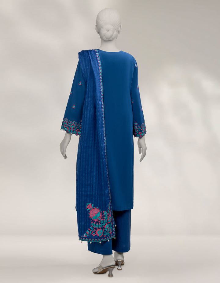 Cambric Blue Unstitched Suit - J. Junaid Jamshed