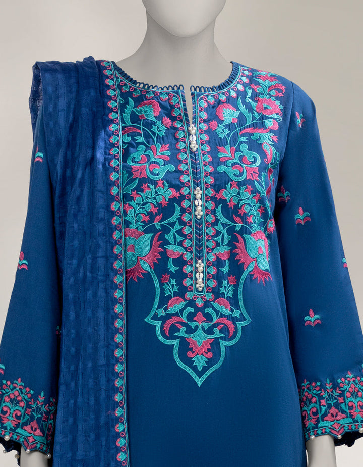 Cambric Blue Unstitched Suit - J. Junaid Jamshed