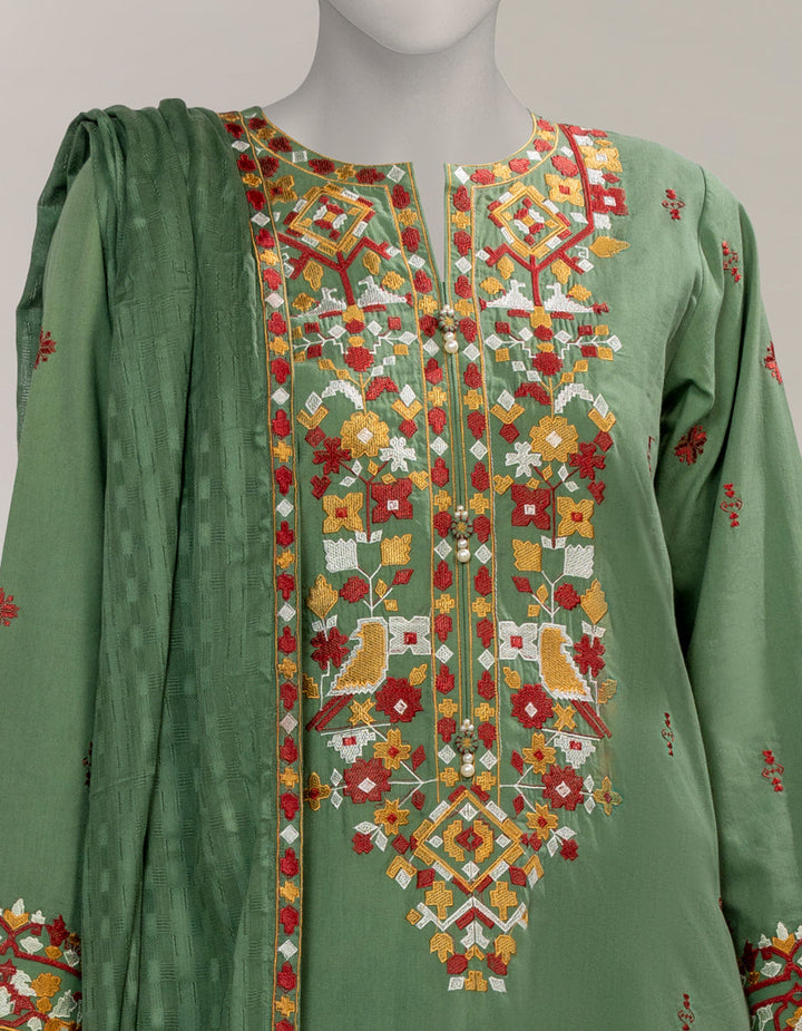 Cambric Green Unstitched Suit - J. Junaid Jamshed