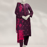 Acrylic Maroon Unstitched Suit - J. Junaid Jamshed