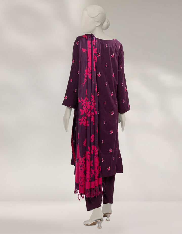 Acrylic Maroon Unstitched Suit - J. Junaid Jamshed