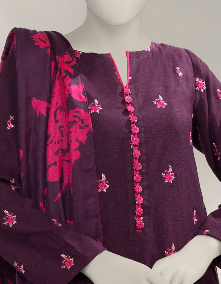 Acrylic Maroon Unstitched Suit - J. Junaid Jamshed