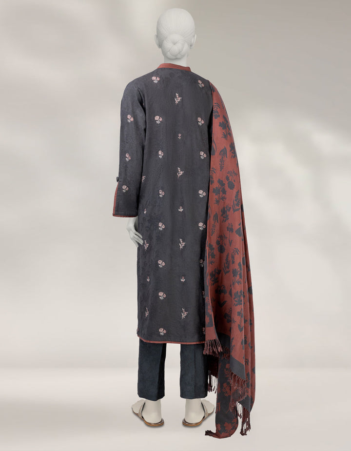 Acrylic Grey Unstitched Suit - J. Junaid Jamshed