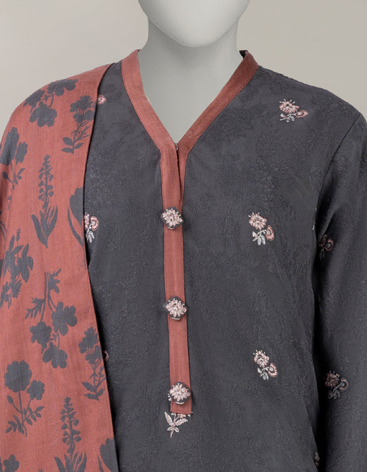 Acrylic Grey Unstitched Suit - J. Junaid Jamshed