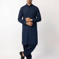 Cotton Navy Blue Unstitched Suit - J. Junaid Jamshed