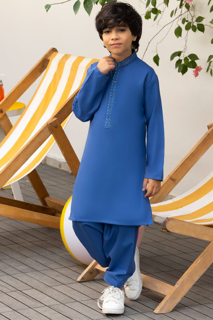 Blended Blue Shalwar Kameez - J. Junaid Jamshed