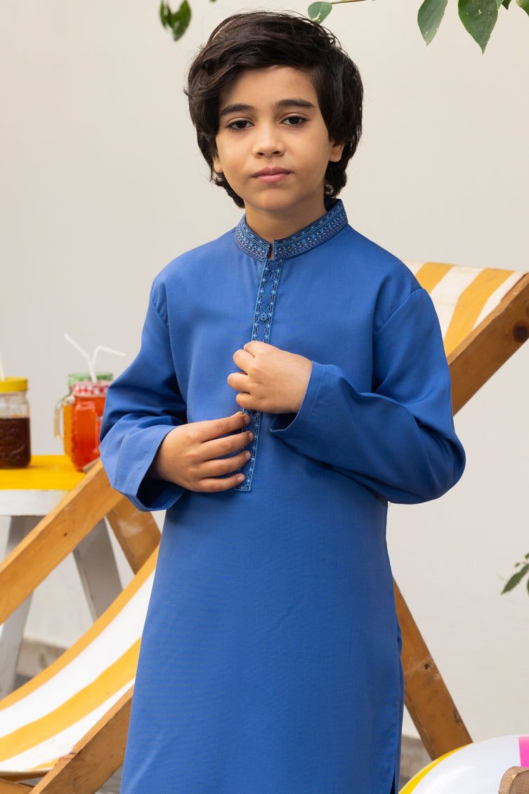 Blended Blue Shalwar Kameez - J. Junaid Jamshed