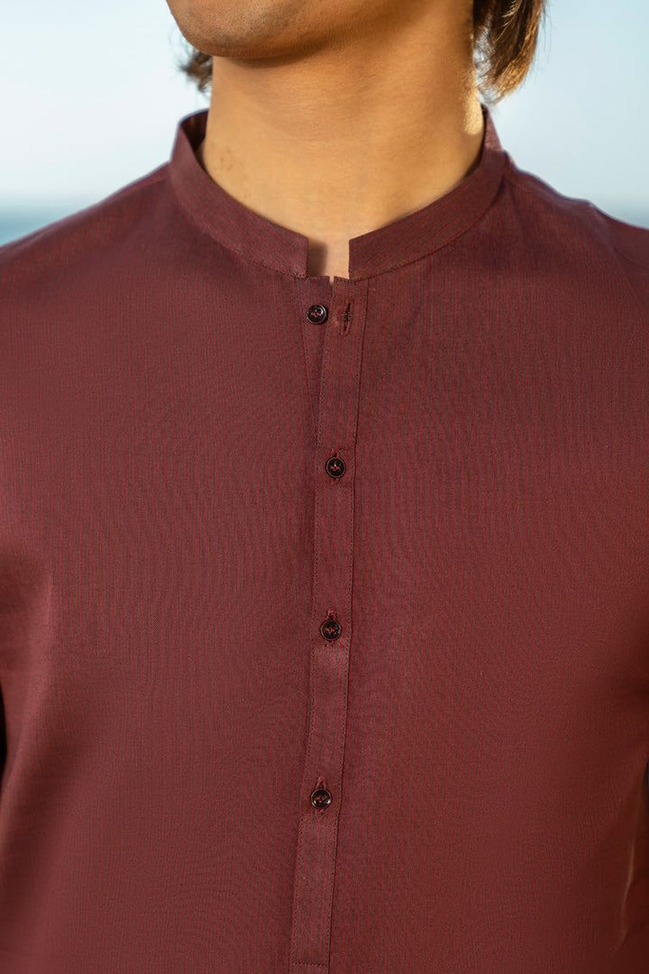 Cotton Red Kurta - J. Junaid Jamshed