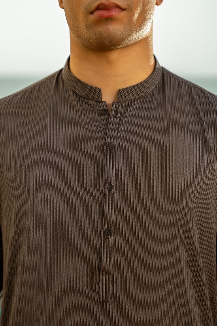 Cotton Grey Kurta - J. Junaid Jamshed