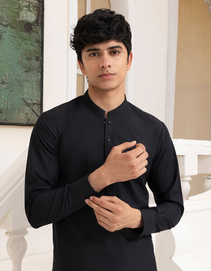 Blended Black Shalwar Kameez - J. Junaid Jamshed