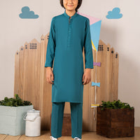 Blended Cyan Kurta Trouser - J. Junaid Jamshed