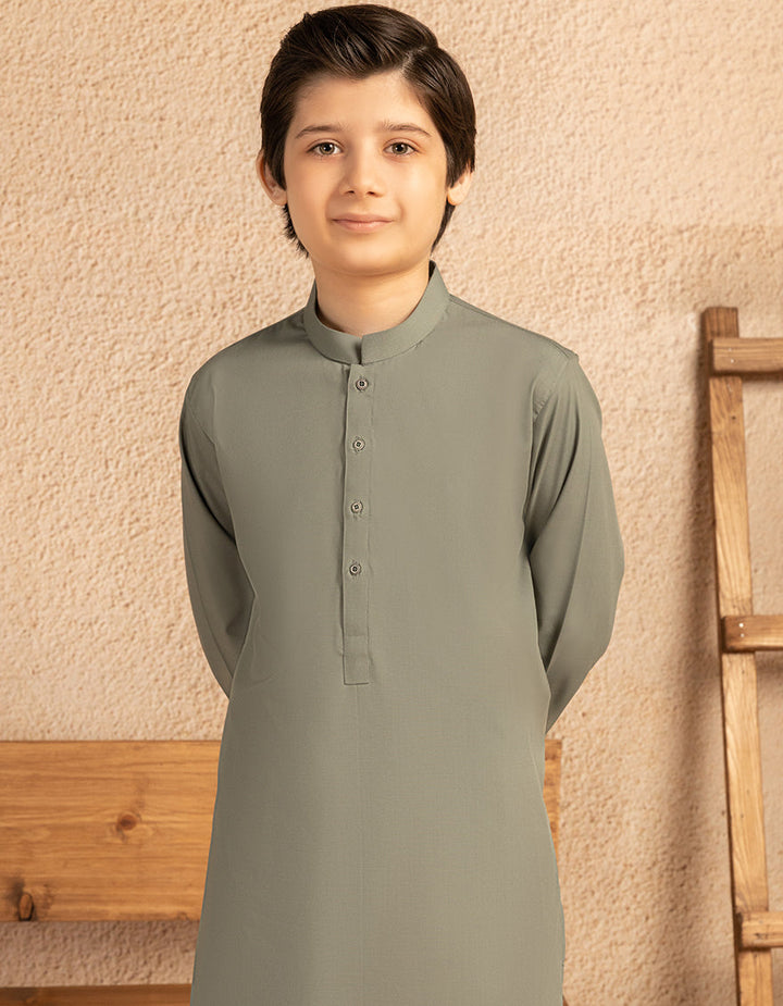 Blended Army Green Shalwar Kameez - J. Junaid Jamshed