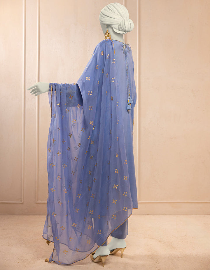 Silk Blue Stitched Suit - J. Junaid Jamshed