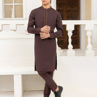 Blended Brown Kurta Trouser - J. Junaid Jamshed