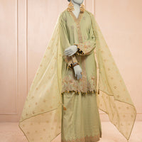 Organza Green Stitched Suit - J. Junaid Jamshed