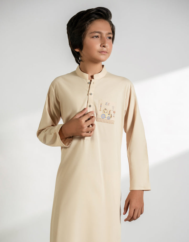 Blended Fawn Shalwar Kameez- J. Junaid Jamshed