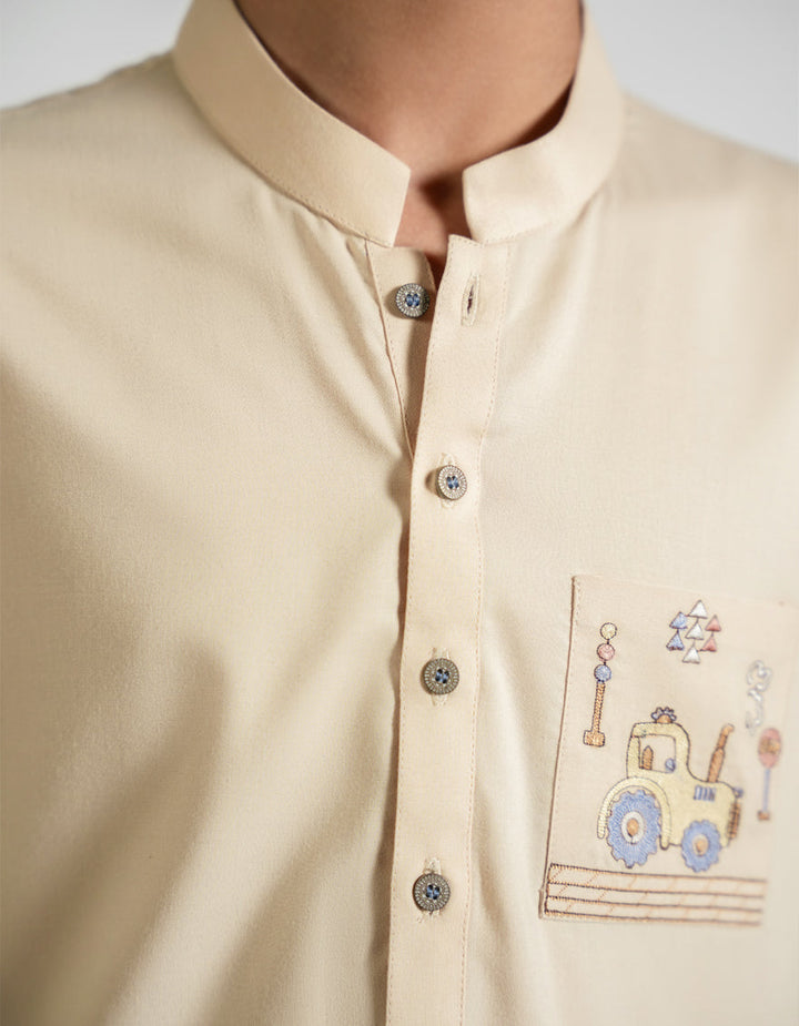 Blended Fawn Shalwar Kameez- J. Junaid Jamshed