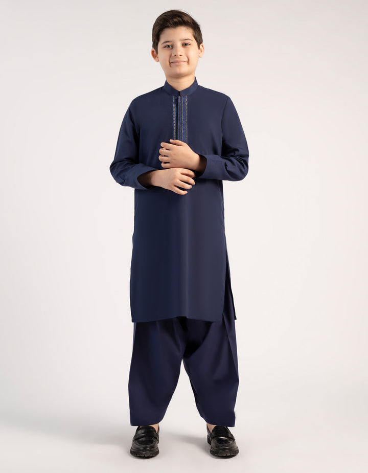 Polyester Blue Shalwar Kameez- J. Junaid Jamshed