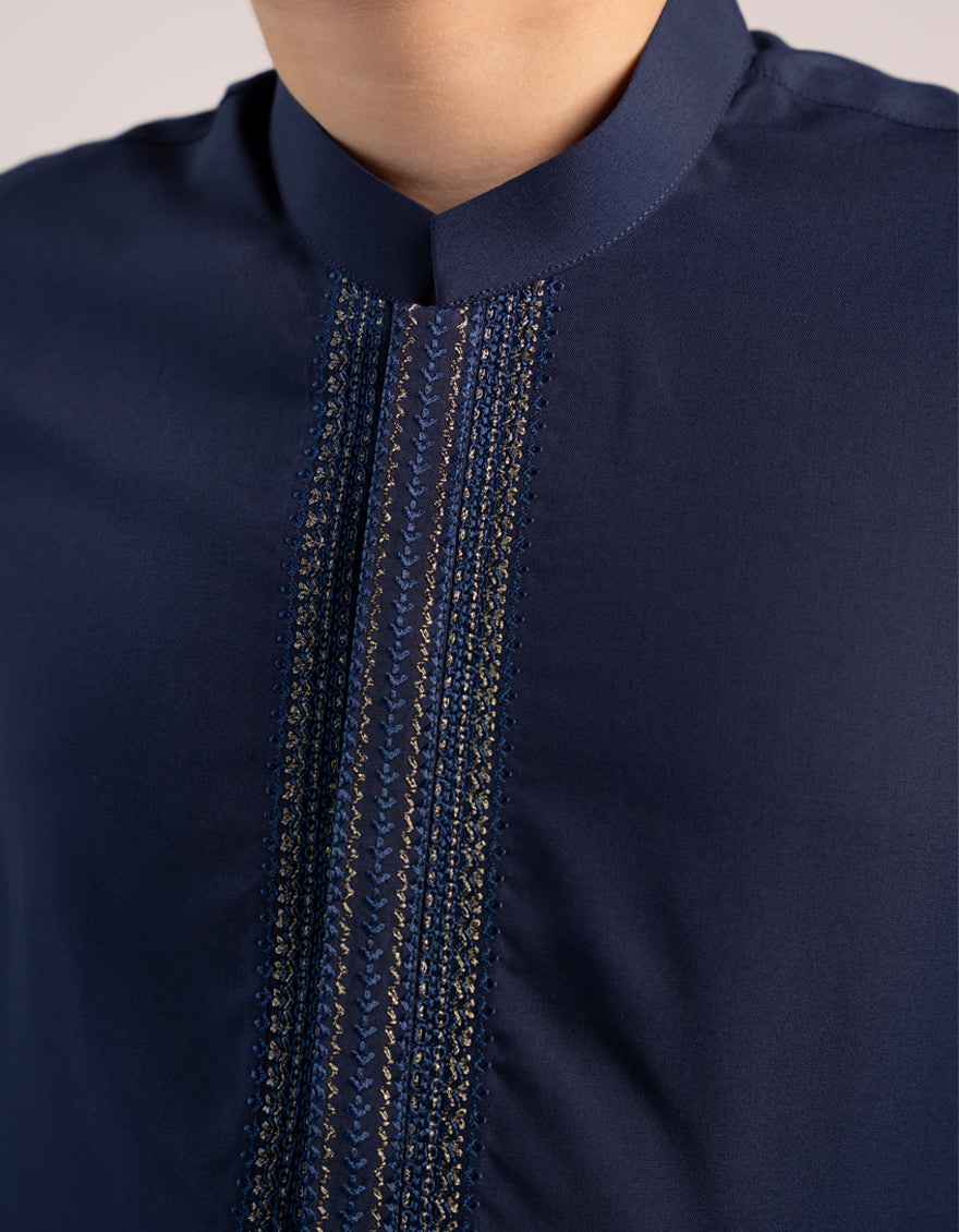 Polyester Blue Shalwar Kameez- J. Junaid Jamshed