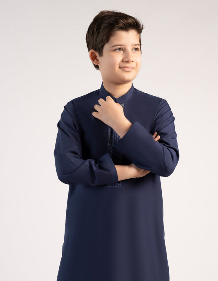 Polyester Blue Shalwar Kameez- J. Junaid Jamshed