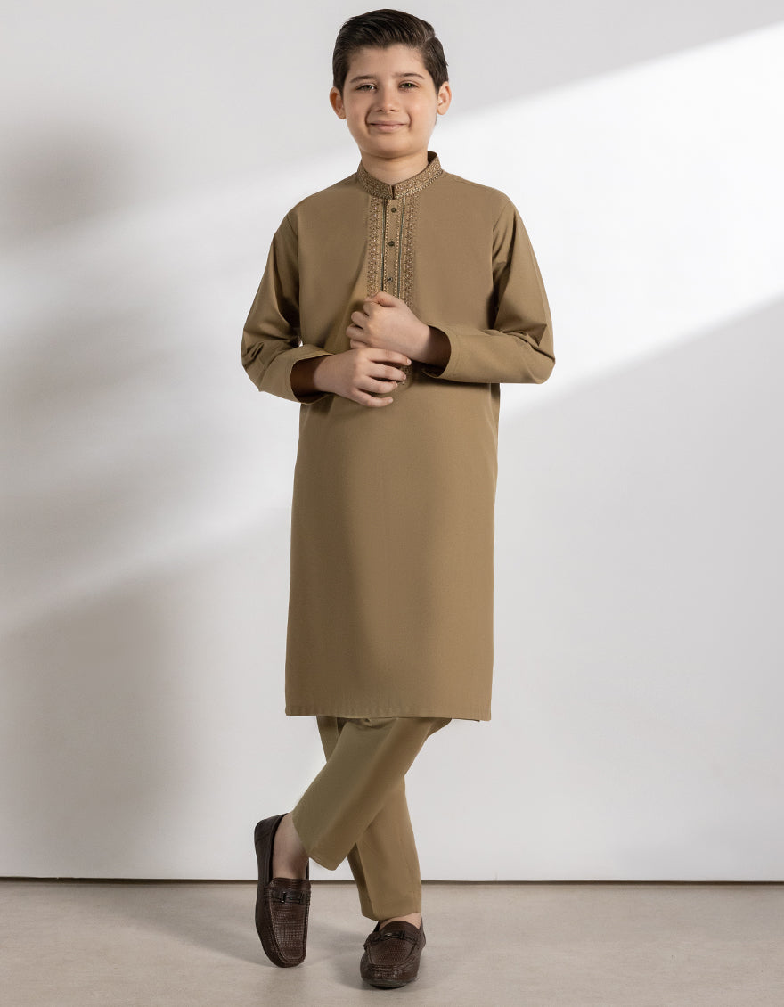 Blended Light Brown Kurta Trouser - J. Junaid Jamshed