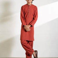 Blended Tangerine Shalwar Kameez - J. Junaid Jamshed