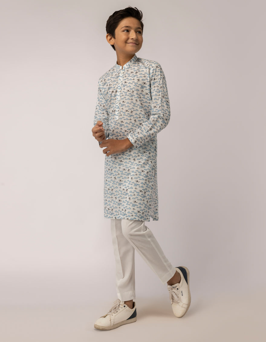 Cotton Sky Blue Kurta - J. Junaid Jamshed