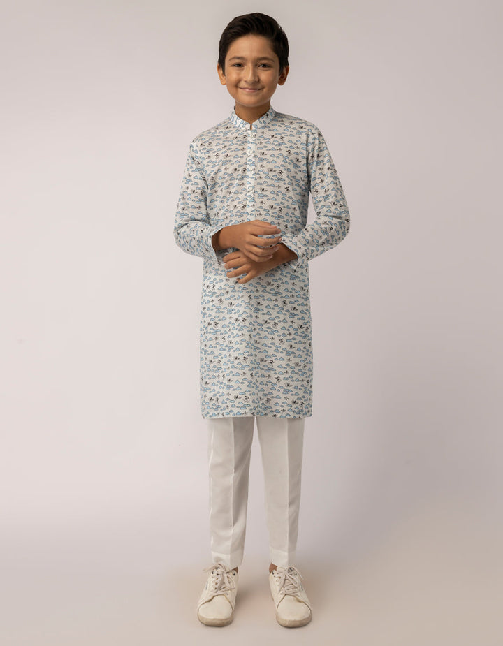Cotton Sky Blue Kurta - J. Junaid Jamshed